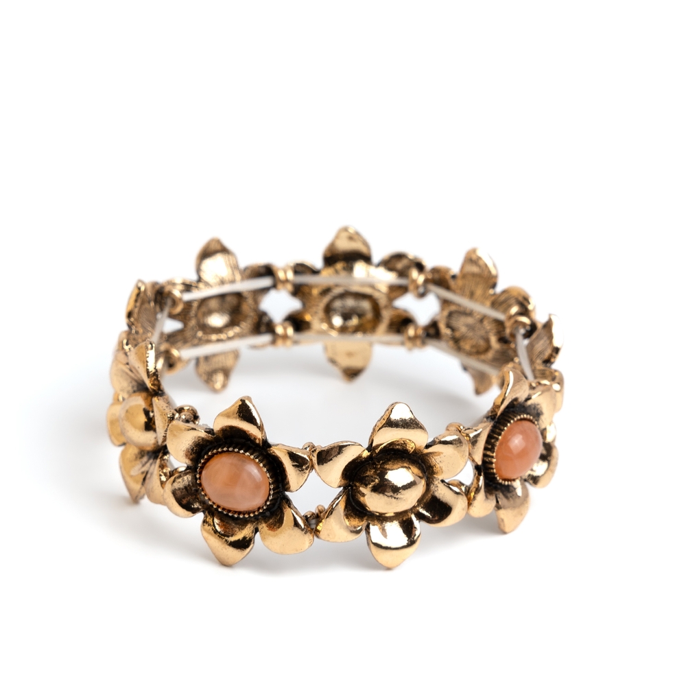 Gold Floral Bracelet Genuine Grounding Orange Bracelet Gold Fashion Jewelry
